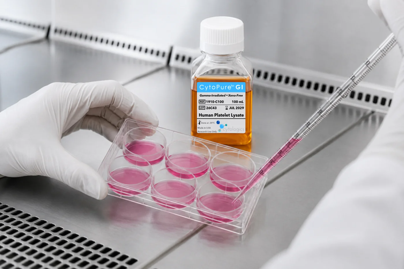 CytoPure™ GI being used to supplement cell culture medium